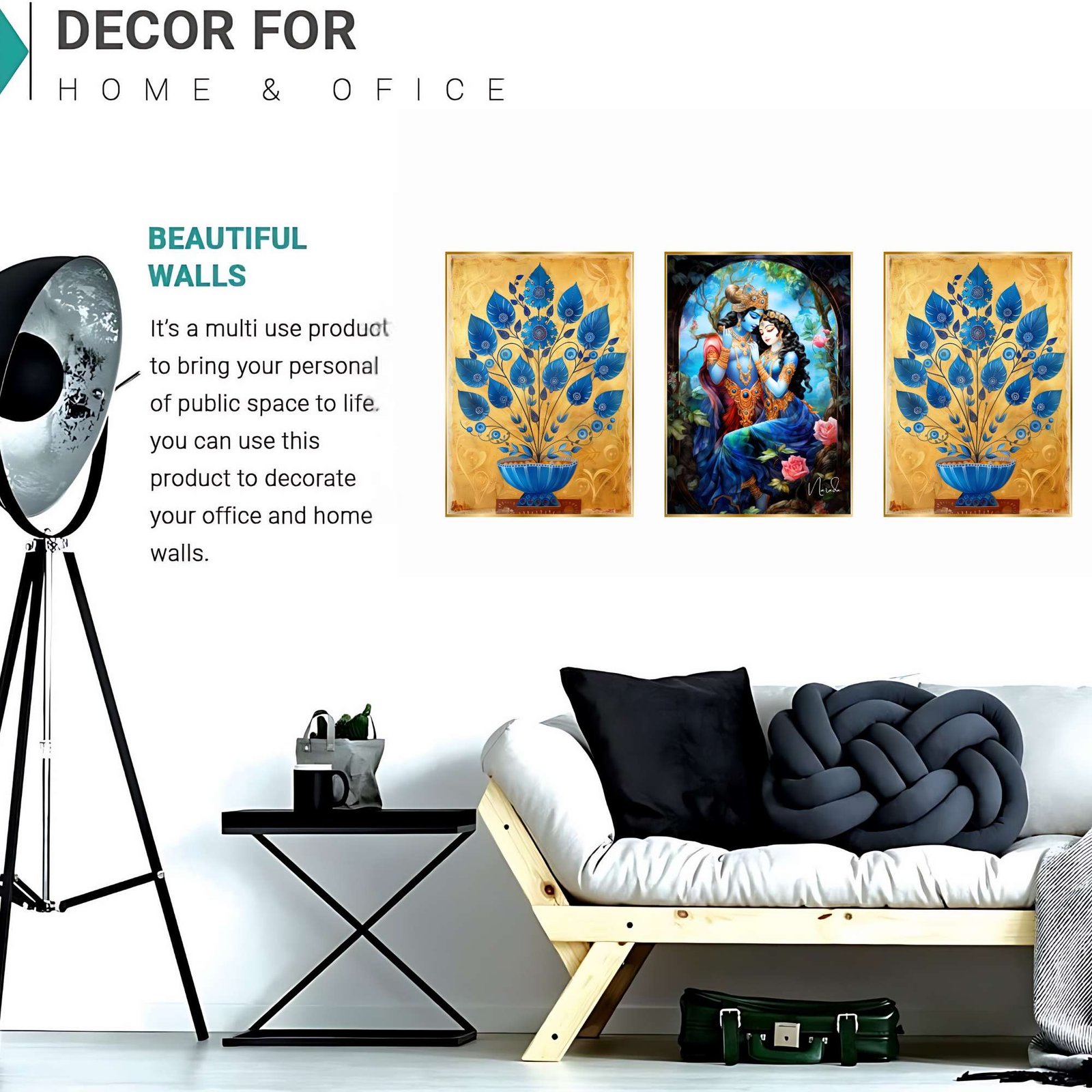 Set of Three Wall Paintings for Wall Dacoration Golden Framed Wall Paintings for Living Room & Bedroom Wall Art for Home Decoration & Office Wall Dรฉcor (18x12 inch CH-GD3-9) - Image 2