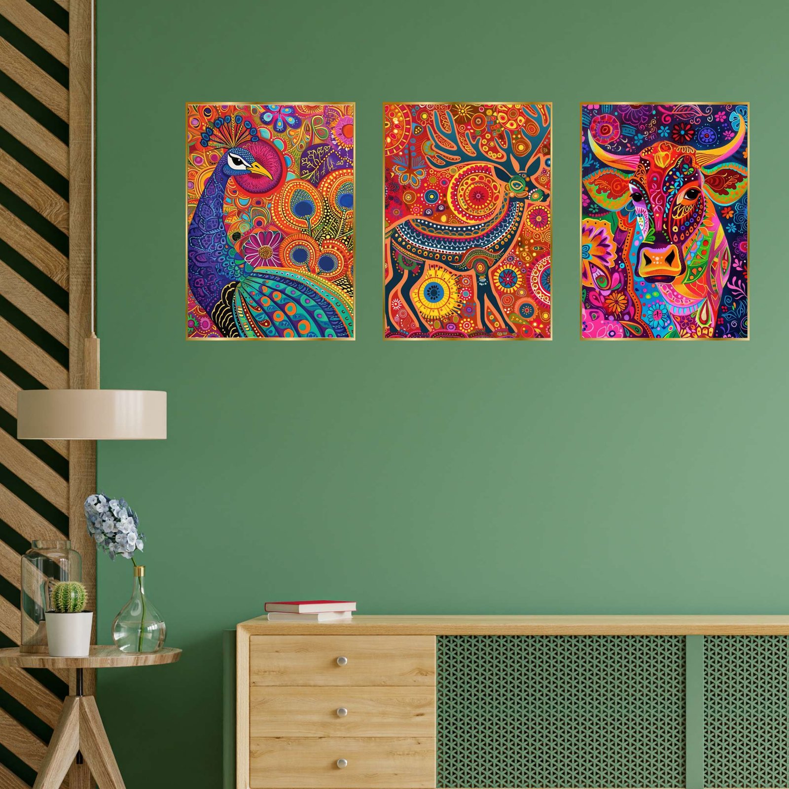 Set of Three Wall Paintings for Wall Dacoration Golden Framed Wall Paintings for Living Room & Bedroom Wall Art for Home Decoration & Office Wall Dรฉcor (18x12 inch CH-GD3-7) - Image 3